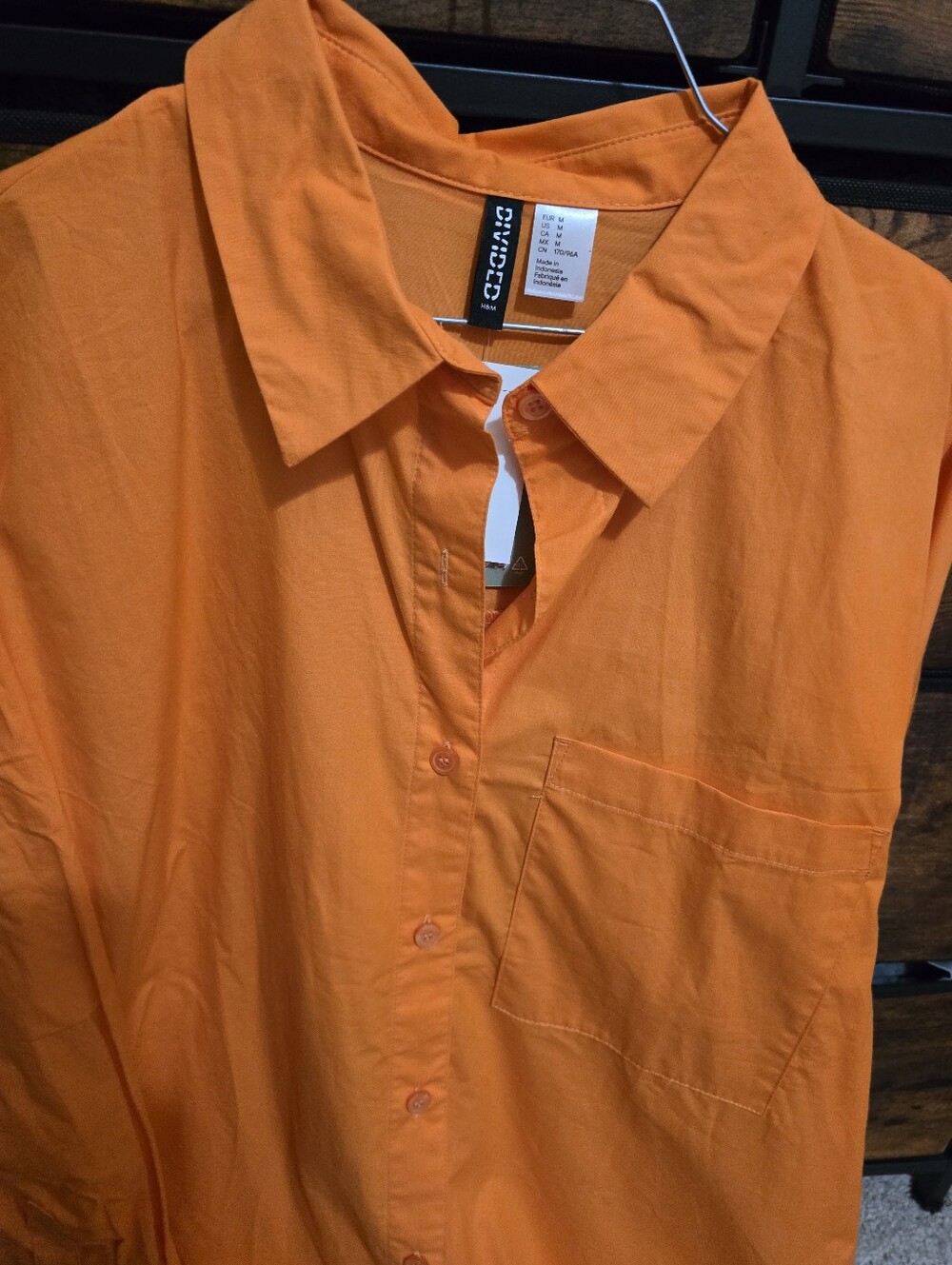 H&M Orange Women's Casual Button-Down Shirt - Picture 4 of 8